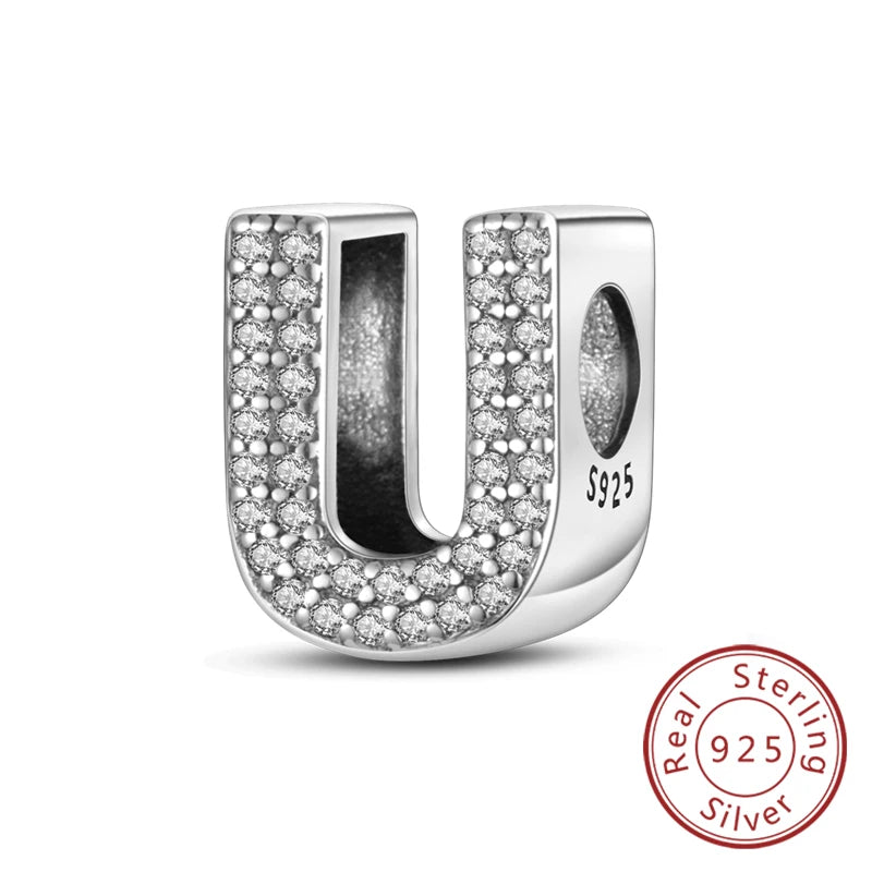 Charms Fit Original Bracelet A-Z Alphabet Charms Beads 925 Sterling Silver 26 Letters Charm for Women Girl DIY Fine Jewelry Gift K's Collection Store