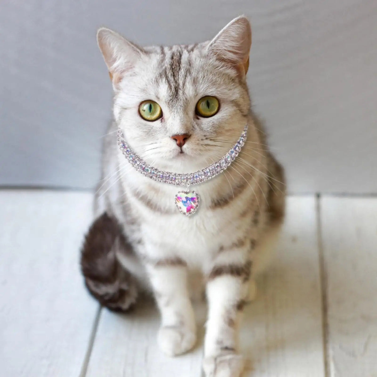Luxury Crystal Cat Collar Love Pendant Necklace Pet Collar Adjustable Small Dog Cat Neck Ring Rhinestone Collar Pet Accessories K's Collection Store