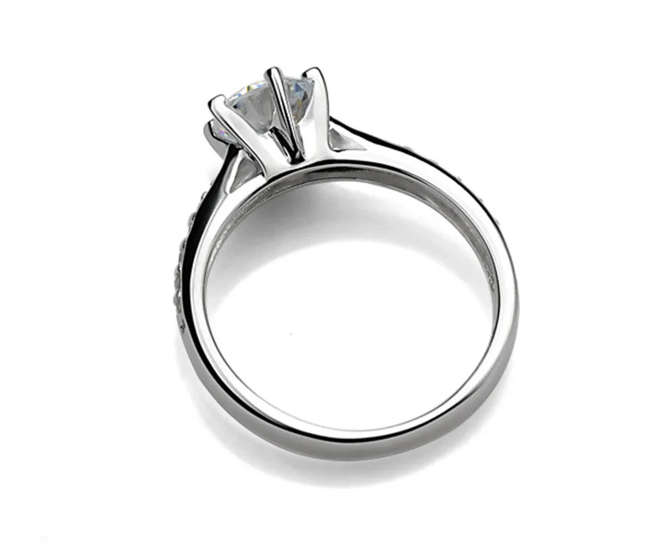Luxury 925 Sterling Silver Classic Ring for Women Six claw jewelry simple 70ct diamond ring imitation diamond women's ring K's Collection Store