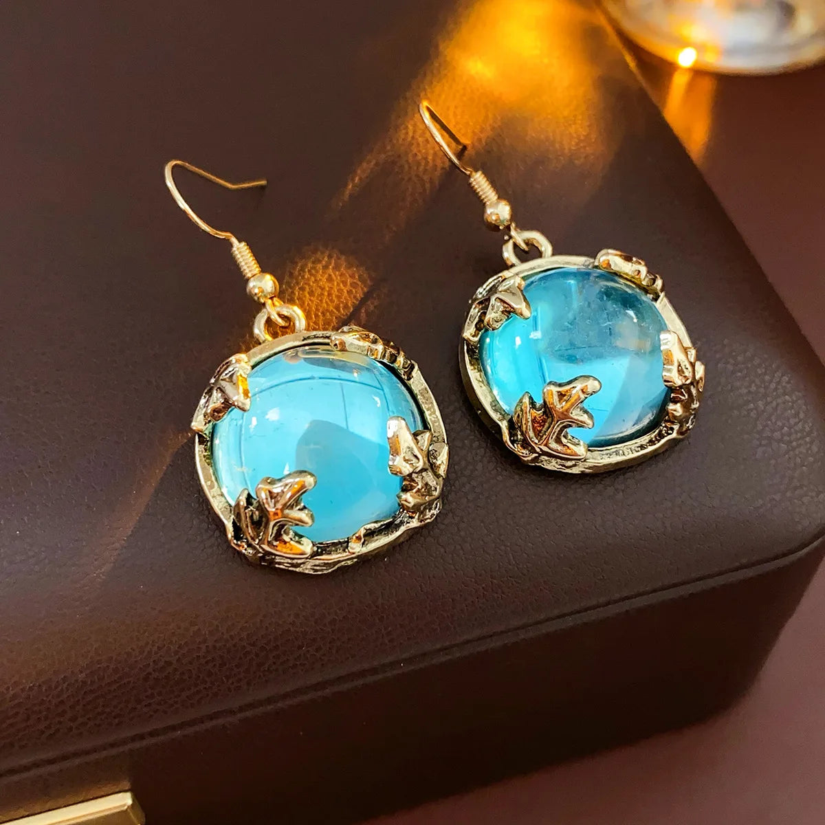 Vintage Fashion Wedding Jewelry Sets for Women Light Luxury Round Resin Necklace Versatile High-end Earring Bracelet K's Collection Store