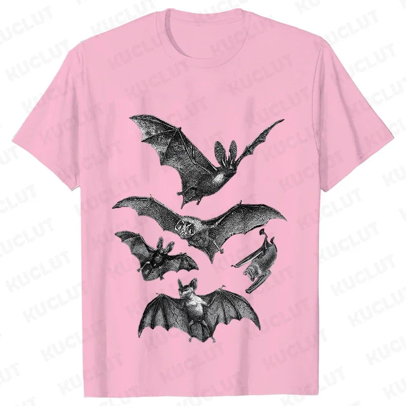 Gothic T Shirts for Men Witchy Clothing Goth Dark Grunge T-shirt Aesthetic Halloween Vampire Bat Vintage Clothes Short Sleeve K's Collection Store