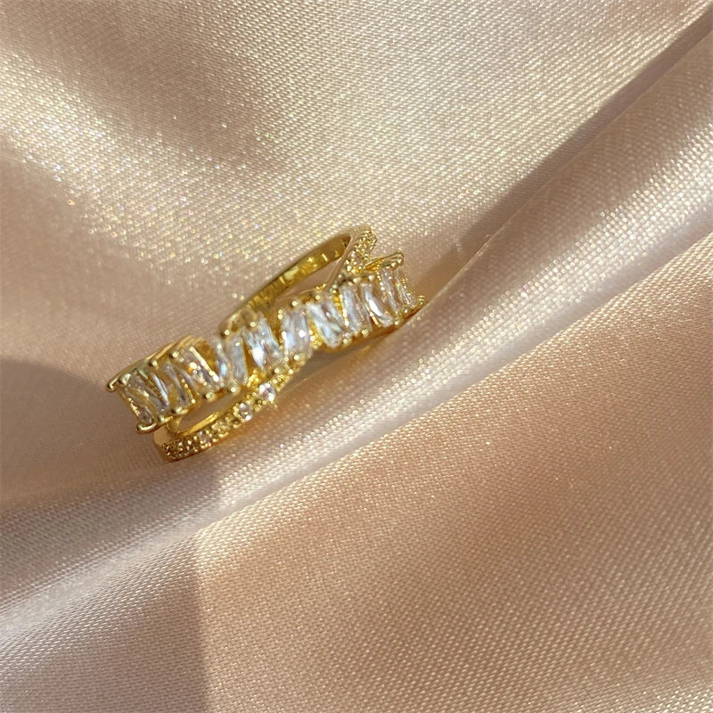 Adjustable Geometric Cubic Zirconia Ring K's Collection Store