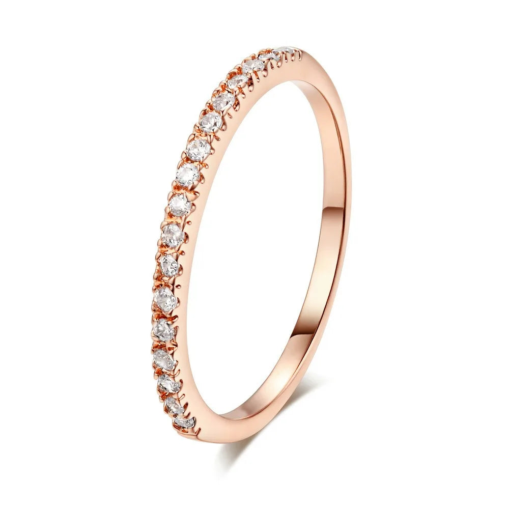 Simple Delicate Trendy Shiny Inlay Zirconia Thin Rings for Women Rose Gold Silver Colour Ring Wedding Accessory Jewelry Gifts K's Collection Store