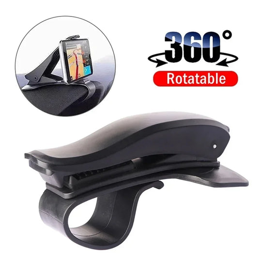 Black universal rotatable dashboard phone clip holder with adjustable clamp