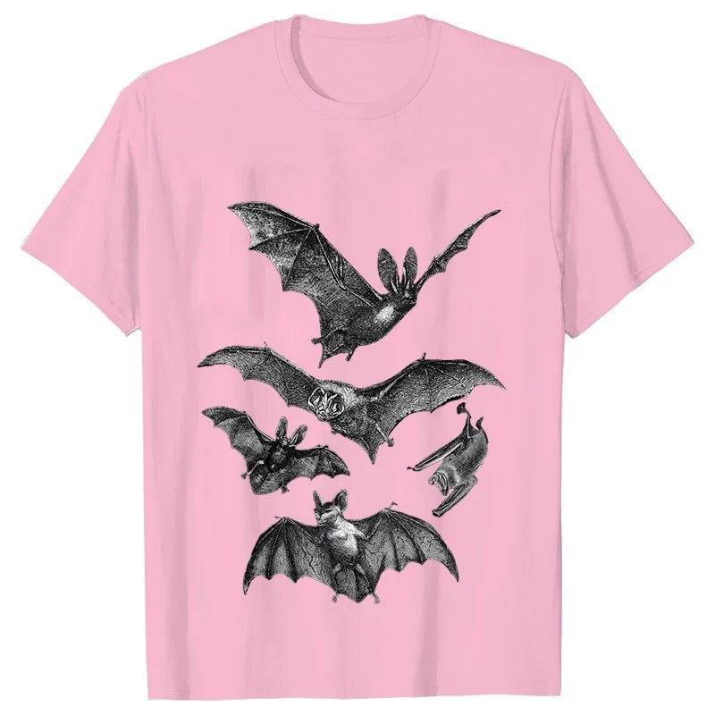 Gothic T Shirts for Men Witchy Clothing Goth Dark Grunge T-shirt Aesthetic Halloween Vampire Bat Vintage Clothes Short Sleeve K's Collection Store