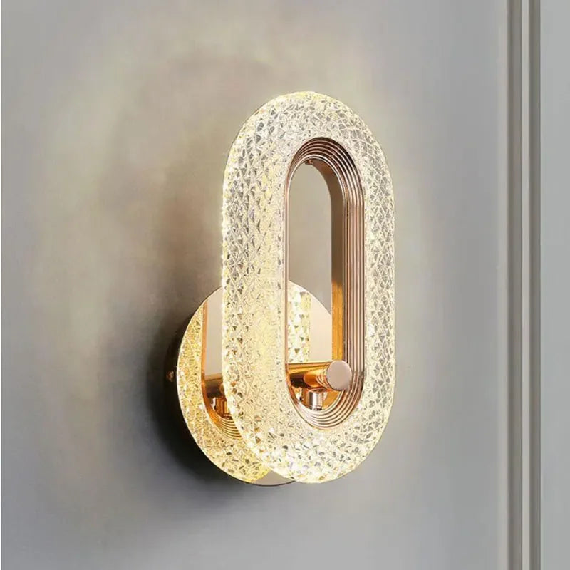 Luxury Bedroom Decoration Wall Lamp Acrylic Lampshade Rose Gold Metal Body Sconce Light LED Home Corridor Warm Atmosphere Lustre K's Collection Store