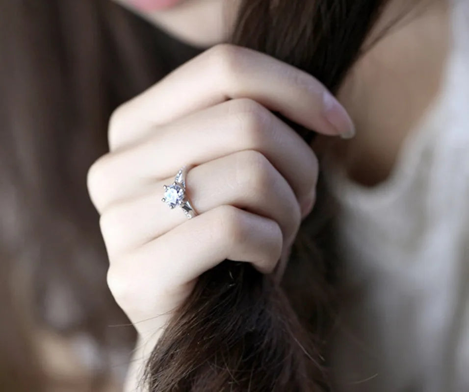 Luxury 925 Sterling Silver Classic Ring for Women Six claw jewelry simple 70ct diamond ring imitation diamond women's ring K's Collection Store