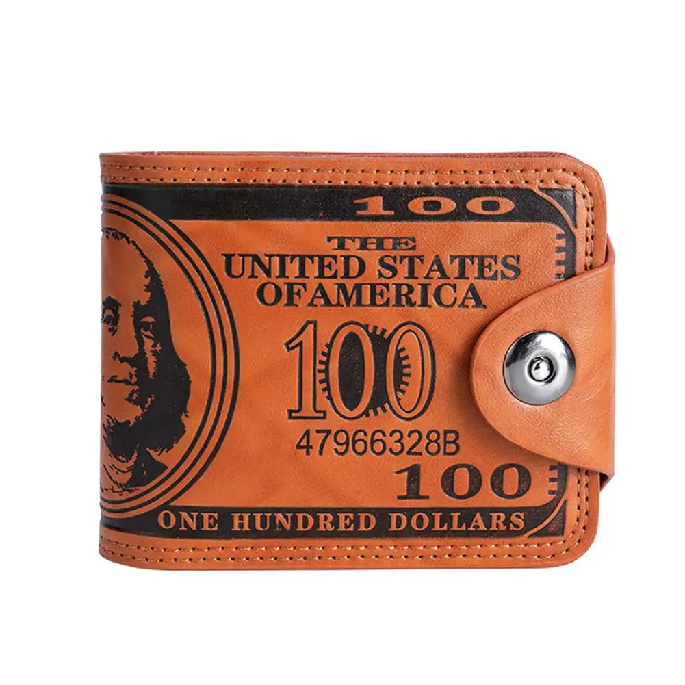 Men's Wallets with 100 US Dollar Pattern Hasp Male Leather Wallet with Zipper Card Holder Coin Pocket Purse Cartera Hombre K's Collection Store