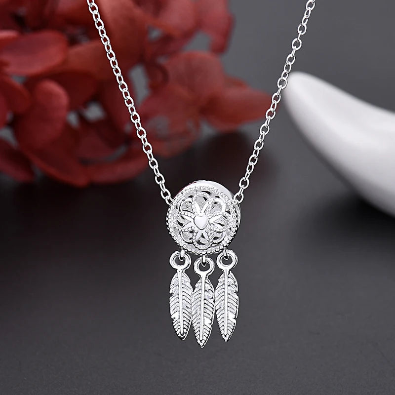 JewelryTop Fine 925 Sterling Silver Charm Necklace Earring Jewelry for Women Retro Set Wedding Gift TRENDY K's Collection Store