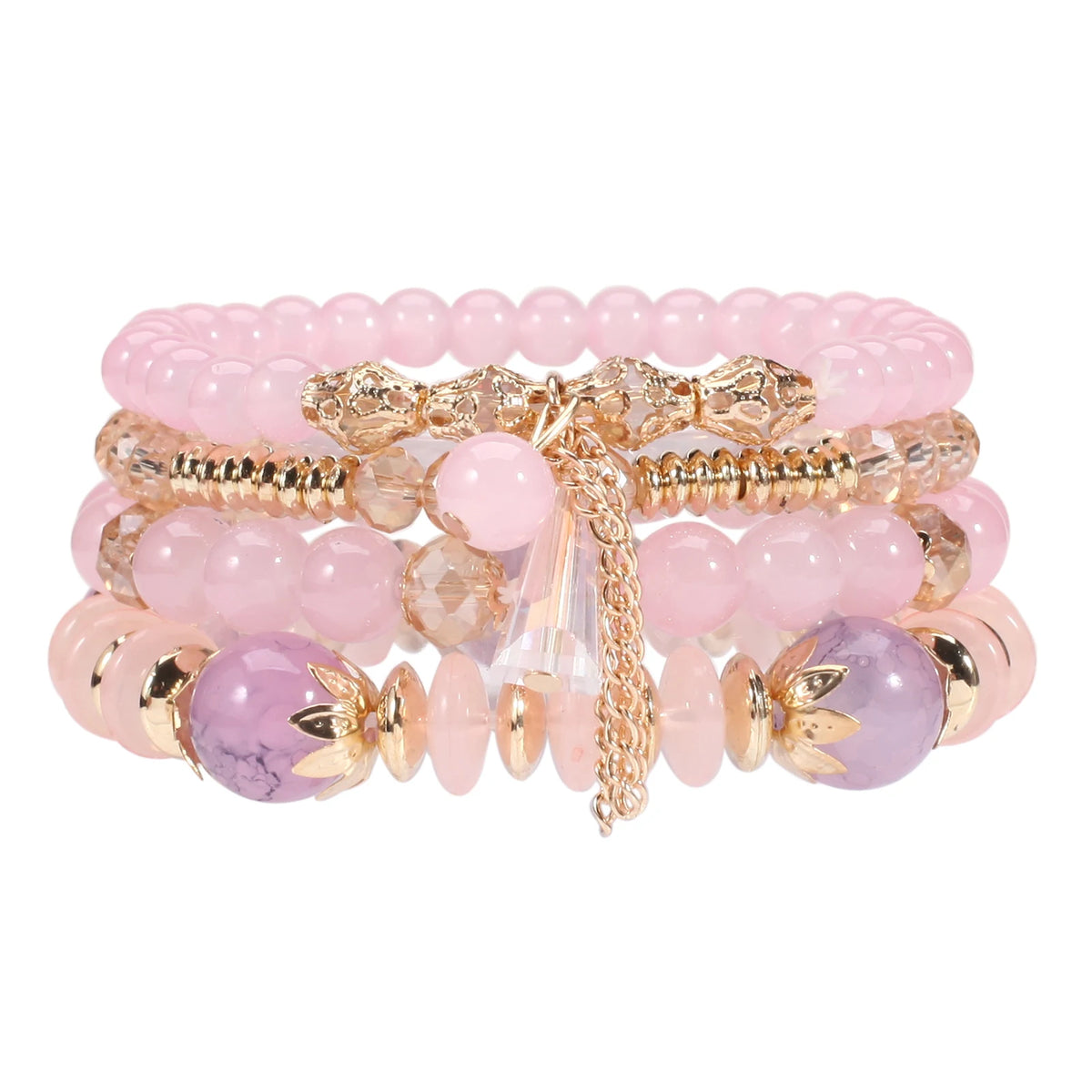 Bohemian Stackable Bead Bracelets for Women Multilayered Bracelet Pendant Charm Stretch Bangles K's Collection Store