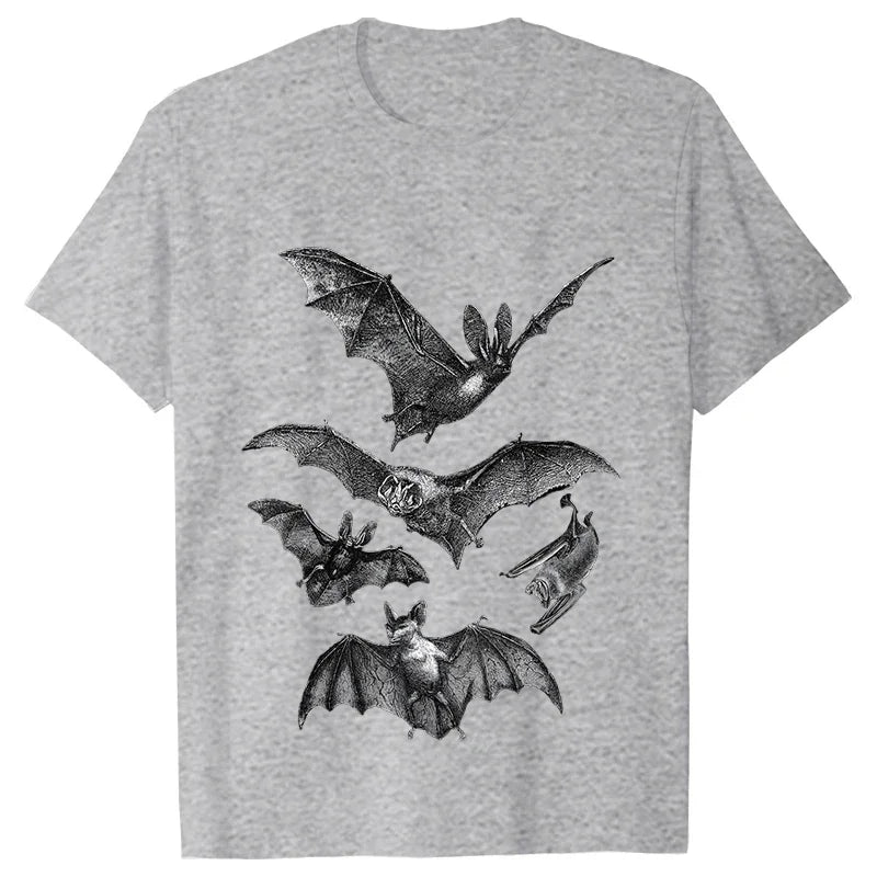 Gothic T Shirts for Men Witchy Clothing Goth Dark Grunge T-shirt Aesthetic Halloween Vampire Bat Vintage Clothes Short Sleeve K's Collection Store