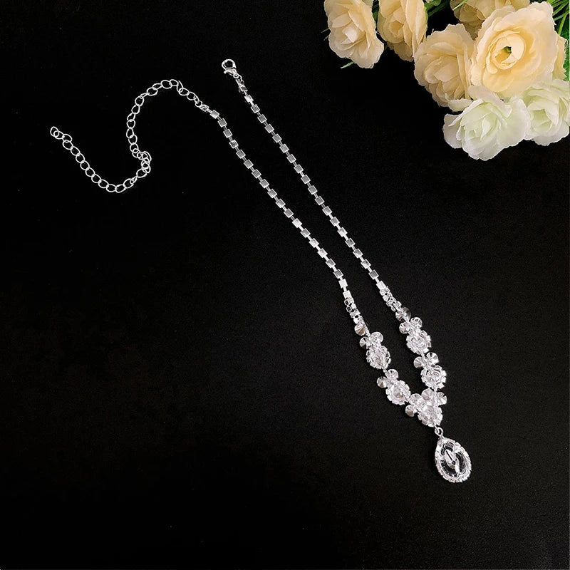 Women's Necklace Earrings Set Zircon Dangle Earrings Set Exquisite Wedding Party Jewelry Set for Anniversary Mother's Day Gift K's Collection Store