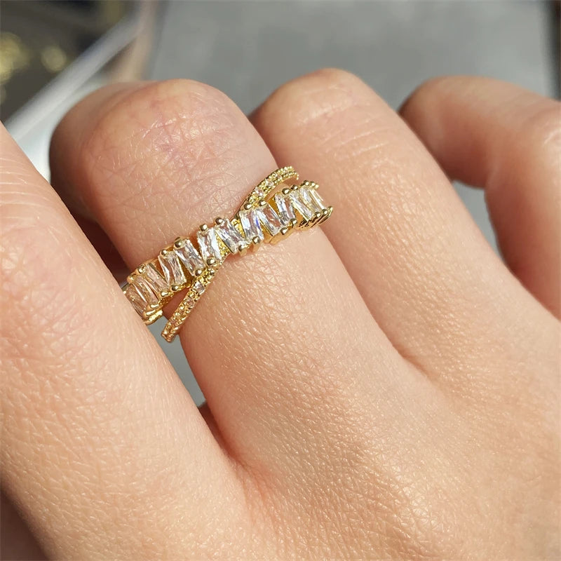 Adjustable Geometric Cubic Zirconia Ring K's Collection Store