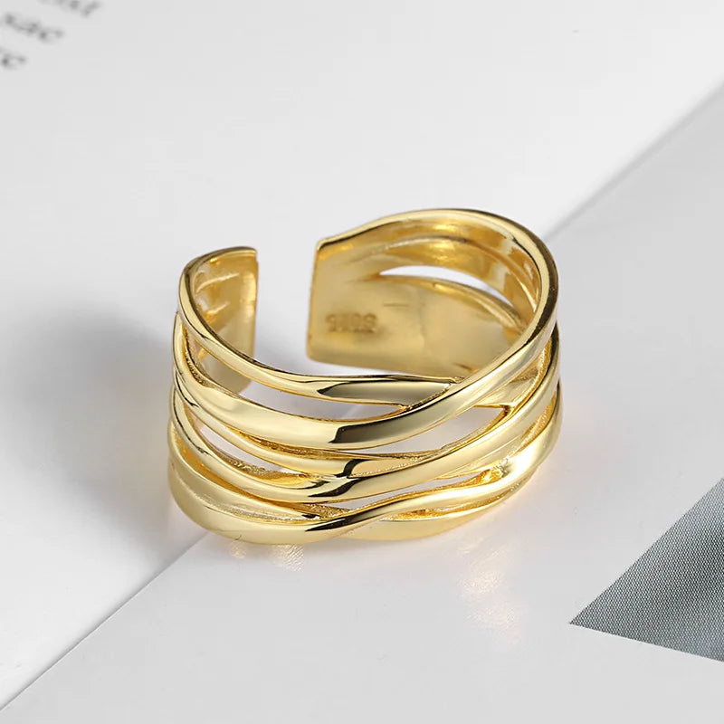 Real 925 sterling silver finger rings for women irregular Trendy fine Jewelry Large Adjustable Antique Rings Anillos K's Collection Store