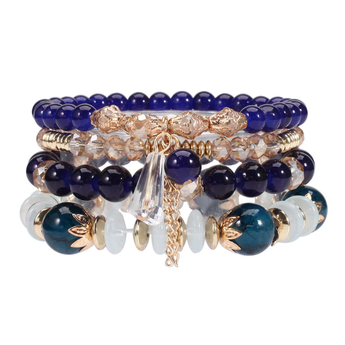 Bohemian Stackable Bead Bracelets for Women Multilayered Bracelet Pendant Charm Stretch Bangles K's Collection Store