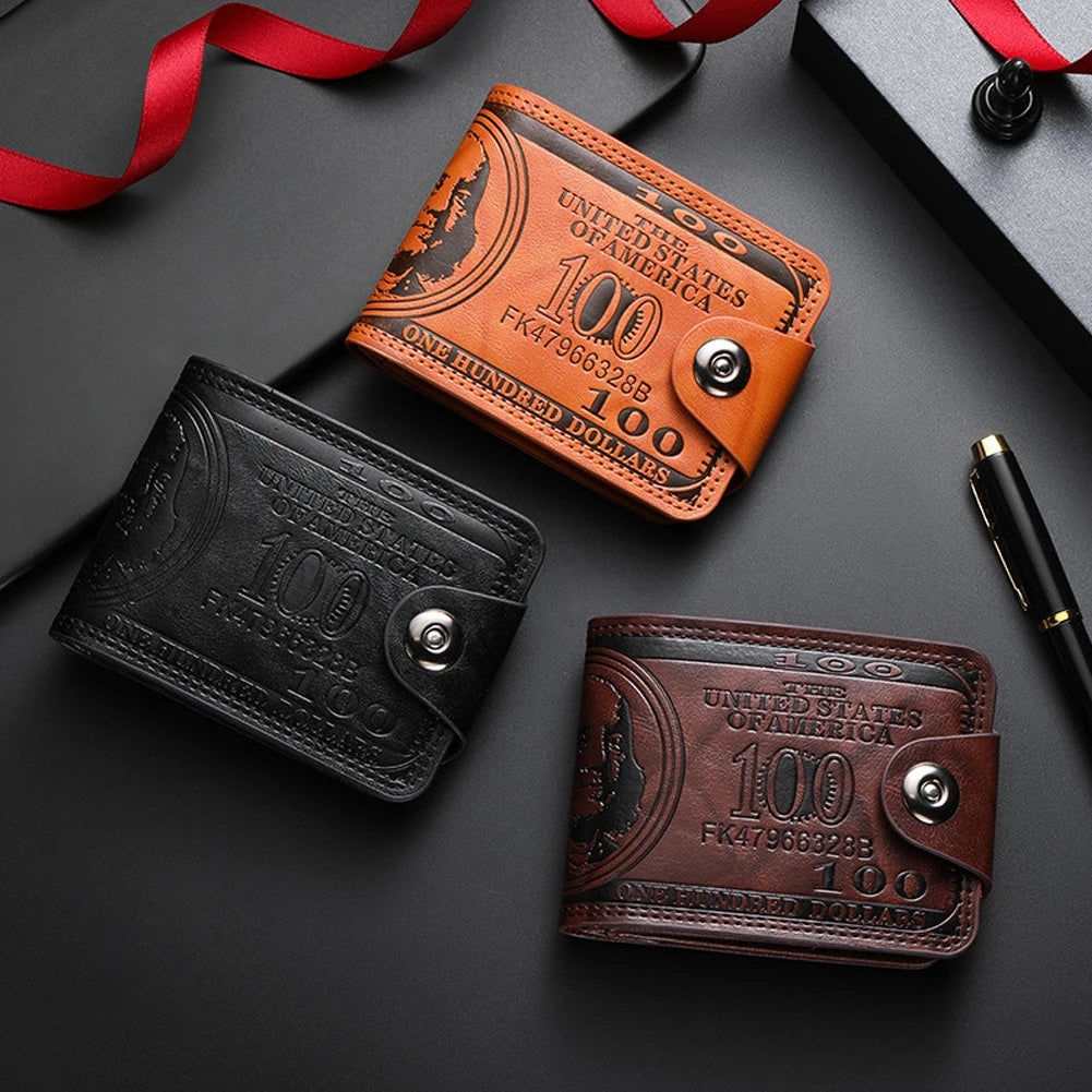 Men's Wallets with 100 US Dollar Pattern Hasp Male Leather Wallet with Zipper Card Holder Coin Pocket Purse Cartera Hombre K's Collection Store