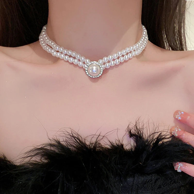 Elegant Big White Imitation Pearl Necklace Earring Ring Jewelry Set Crystal Jewelry Fashion Wedding Bridal Accessory Set Gifts K's Collection Store