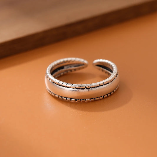 New Fashion Personality Middle Glossy Retro Female 925 Sterling Silver Jewelry Simple On Both Sides Twist Rings R146 K's Collection Store