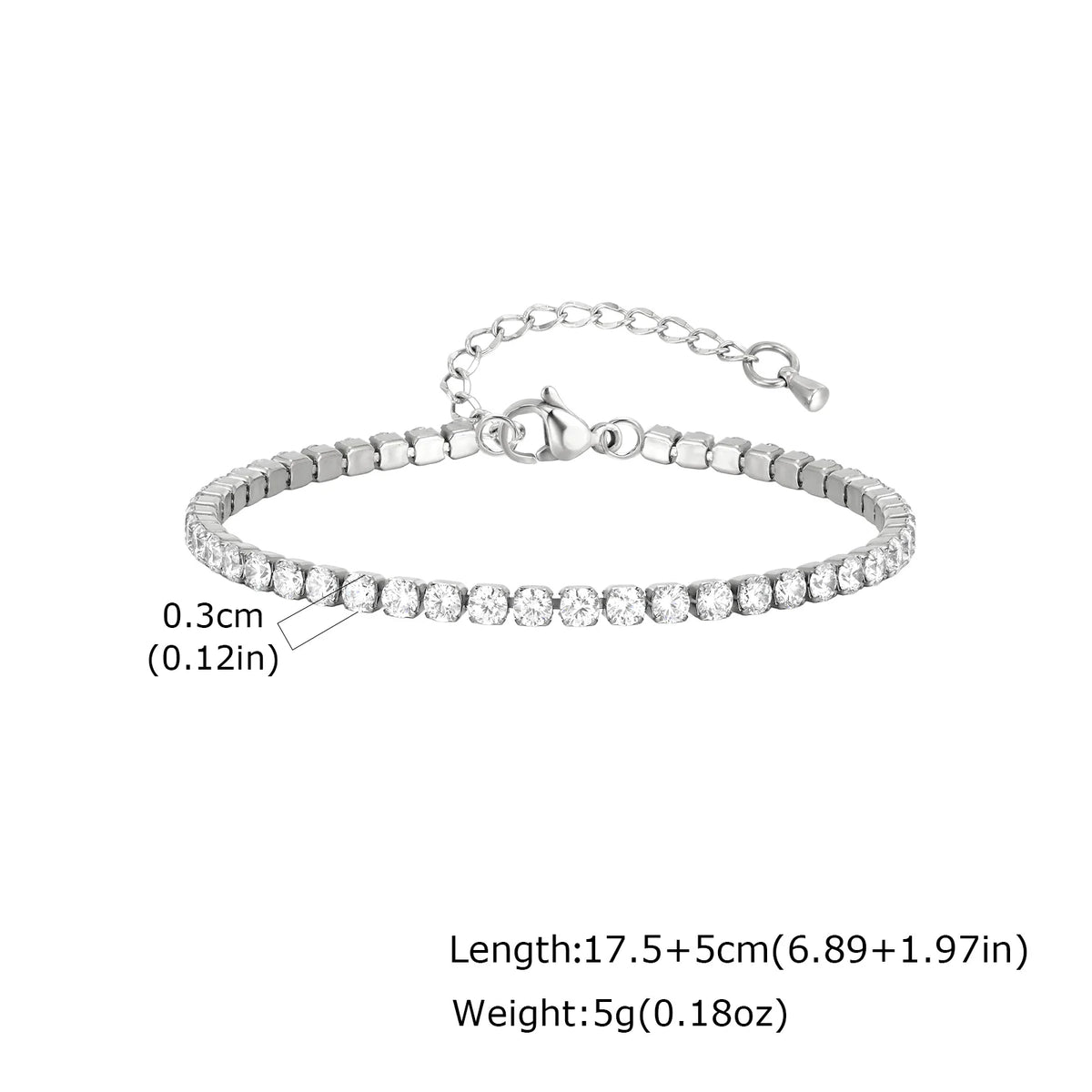 Classic Charm Tennis Bracelet for Women, AAA Zircon Stainless Steel Chain Bracelet, Wedding Birthday Party Jewelry Waterproof K's Collection Store