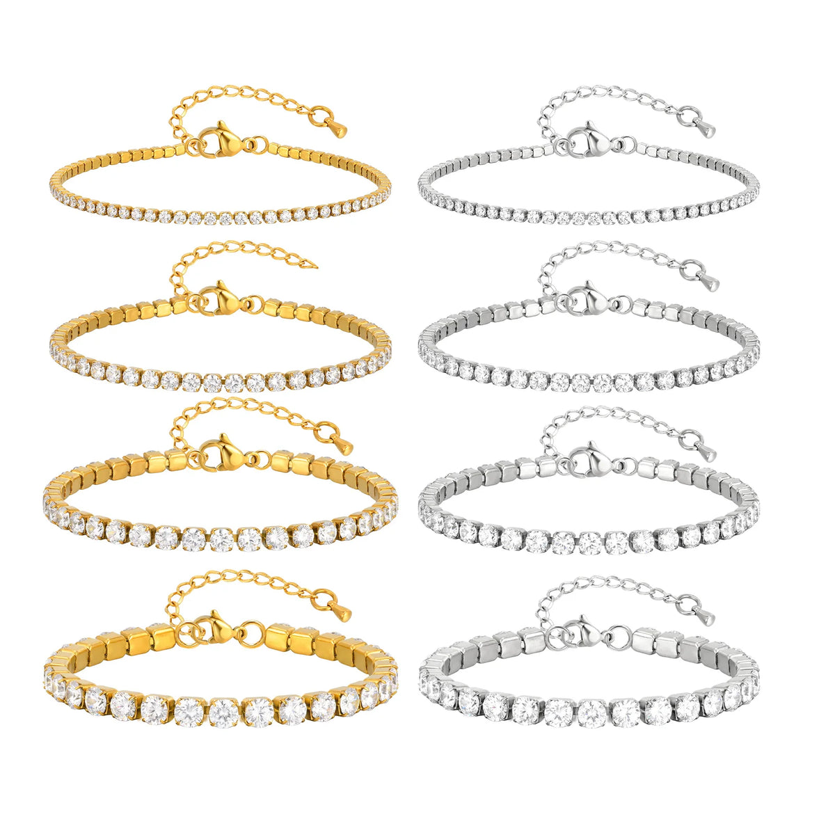 Classic Charm Tennis Bracelet for Women, AAA Zircon Stainless Steel Chain Bracelet, Wedding Birthday Party Jewelry Waterproof K's Collection Store