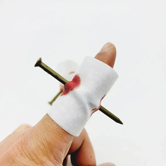 1/5pcs Halloween Fake Nail Through Finger Prank Toys Scary Magic Toy Funny Bloody Nail Bandage April Fool's Day Trick Joke Toy K's Collection Store