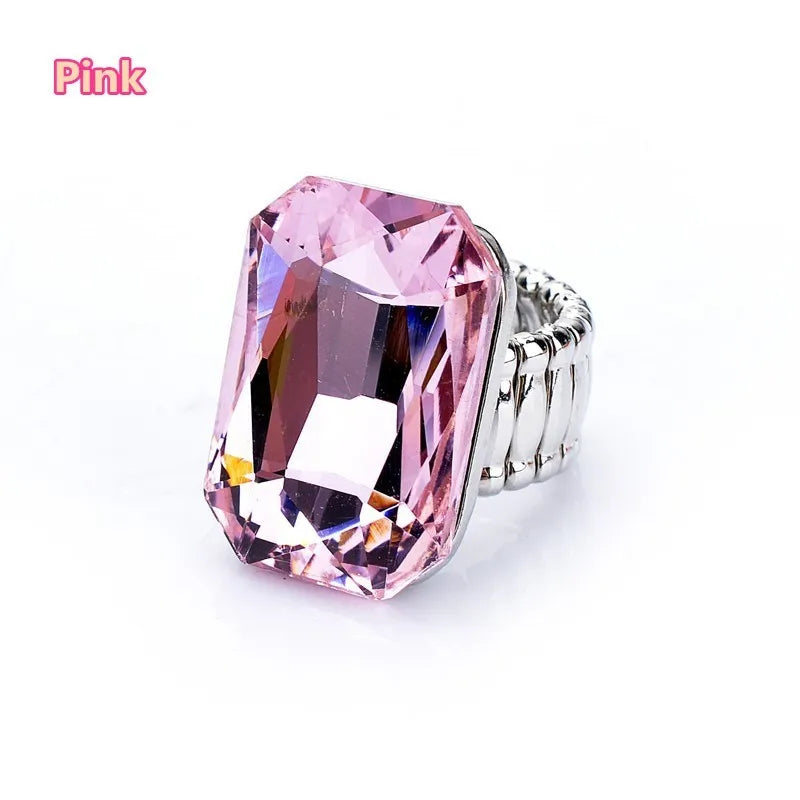 Personality Elegant Big Ring for Women 7 Colors Big Resin Stone Fashion Elastic Stretch Finger Rings Jewelry Christmaswholesale K's Collection Store