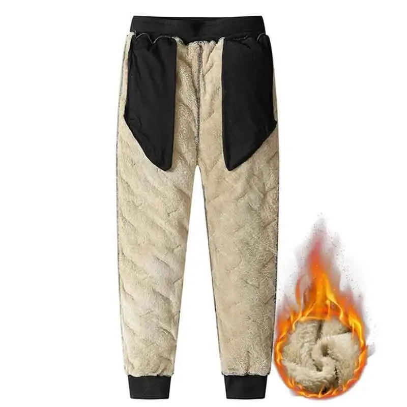 Winter Sweatwear Men Plush Thick Fleece Sweatpant Lambswool Thermal Trousers Casual Pants Waterproof Windproof Warm Cotton Pants K's Collection Store