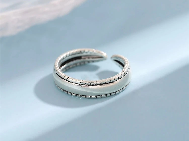 New Fashion Personality Middle Glossy Retro Female 925 Sterling Silver Jewelry Simple On Both Sides Twist Rings R146 K's Collection Store