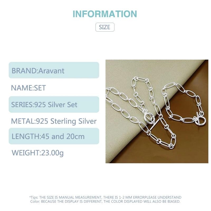925 Silver Jewelry Set Necklace Bracelet Set For Women Party Jewelry Gift K's Collection Store