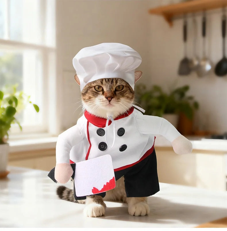 Funny Pet Chef Costume, Cute Dog Cat Baker Outfit for  Party, Birthday Photoshoot Cosplay Puppy Kitten Apparel K's Collection Store