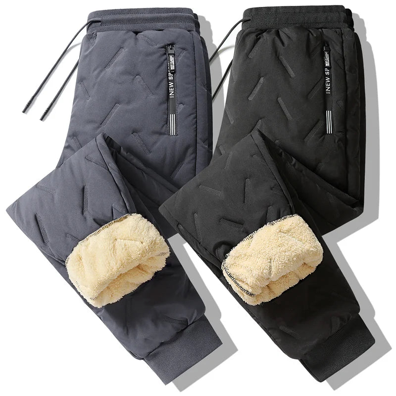 Winter Sweatwear Men Plush Thick Fleece Sweatpant Lambswool Thermal Trousers Casual Pants Waterproof Windproof Warm Cotton Pants K's Collection Store