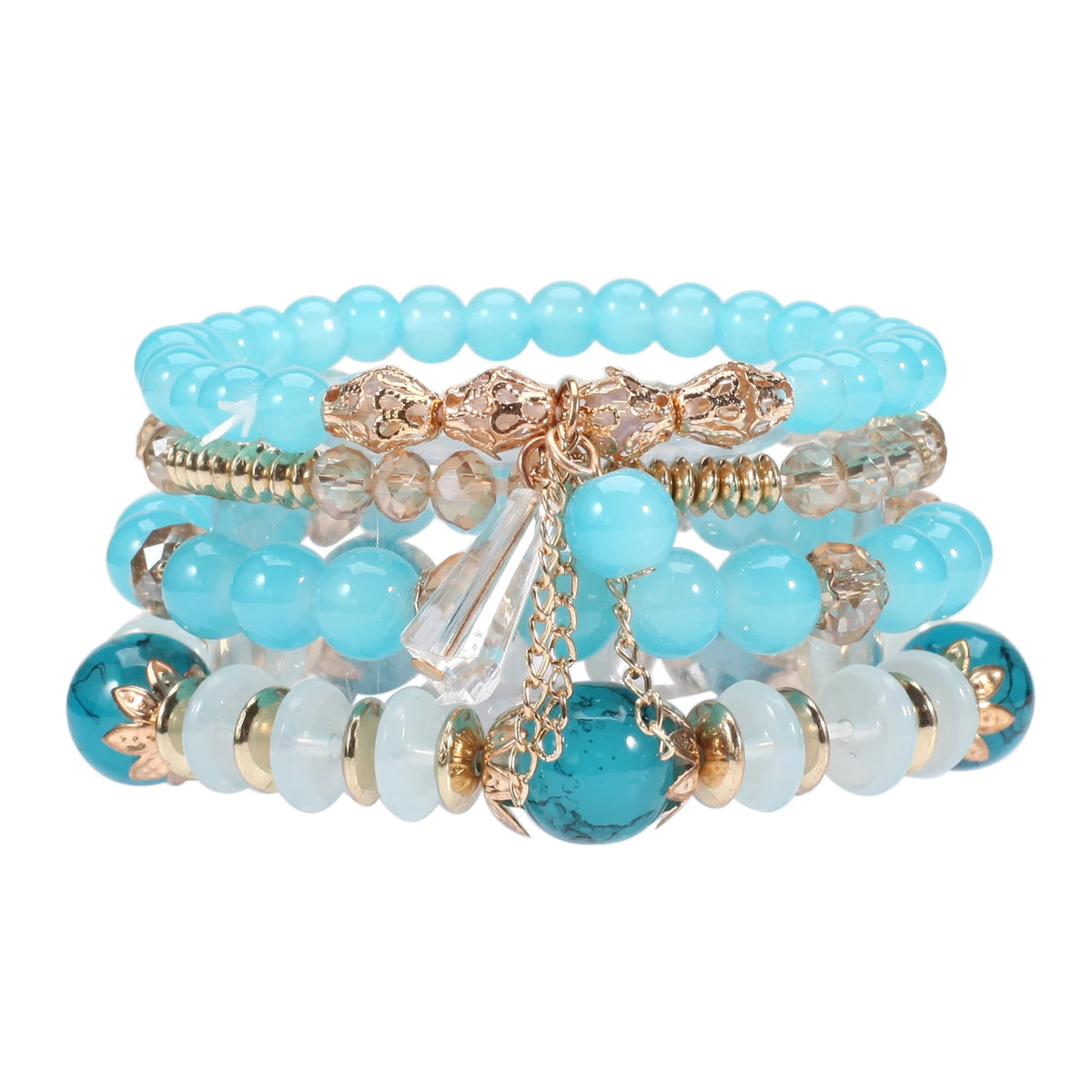 Bohemian Stackable Bead Bracelets for Women Multilayered Bracelet Pendant Charm Stretch Bangles K's Collection Store
