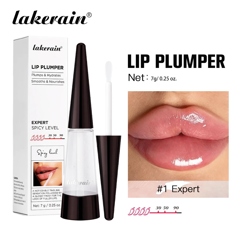 Expert lip plumper tube with applicator tip and boxed packaging