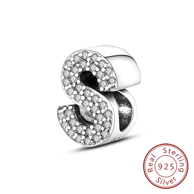 Charms Fit Original Bracelet A-Z Alphabet Charms Beads 925 Sterling Silver 26 Letters Charm for Women Girl DIY Fine Jewelry Gift K's Collection Store