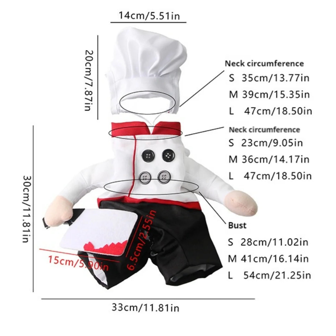 Funny Pet Chef Costume, Cute Dog Cat Baker Outfit for  Party, Birthday Photoshoot Cosplay Puppy Kitten Apparel K's Collection Store