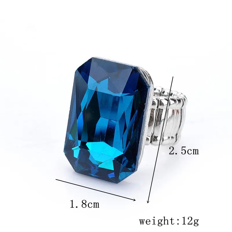 Personality Elegant Big Ring for Women 7 Colors Big Resin Stone Fashion Elastic Stretch Finger Rings Jewelry Christmaswholesale K's Collection Store