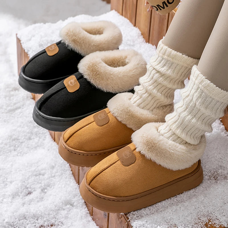 Winter Women's Indoor Slippers Warm Thick Sole Soft Sole Comfortable Outdoor Non Slip Snow Boots Fashion Bedroom Home Shoes K's Collection Store
