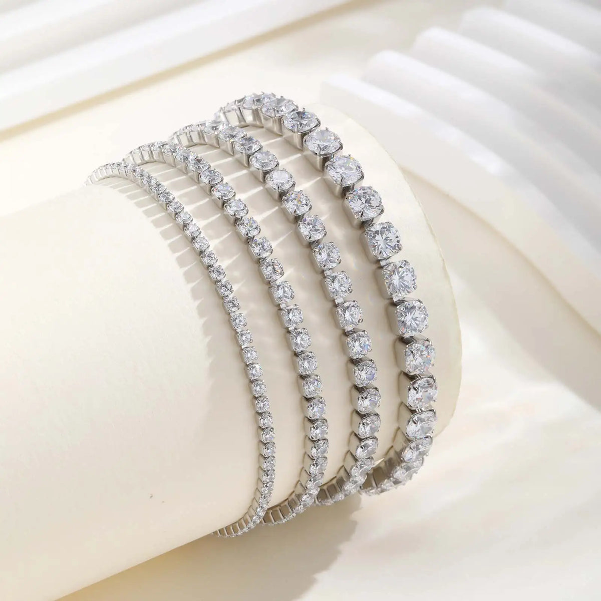 Classic Charm Tennis Bracelet for Women, AAA Zircon Stainless Steel Chain Bracelet, Wedding Birthday Party Jewelry Waterproof K's Collection Store