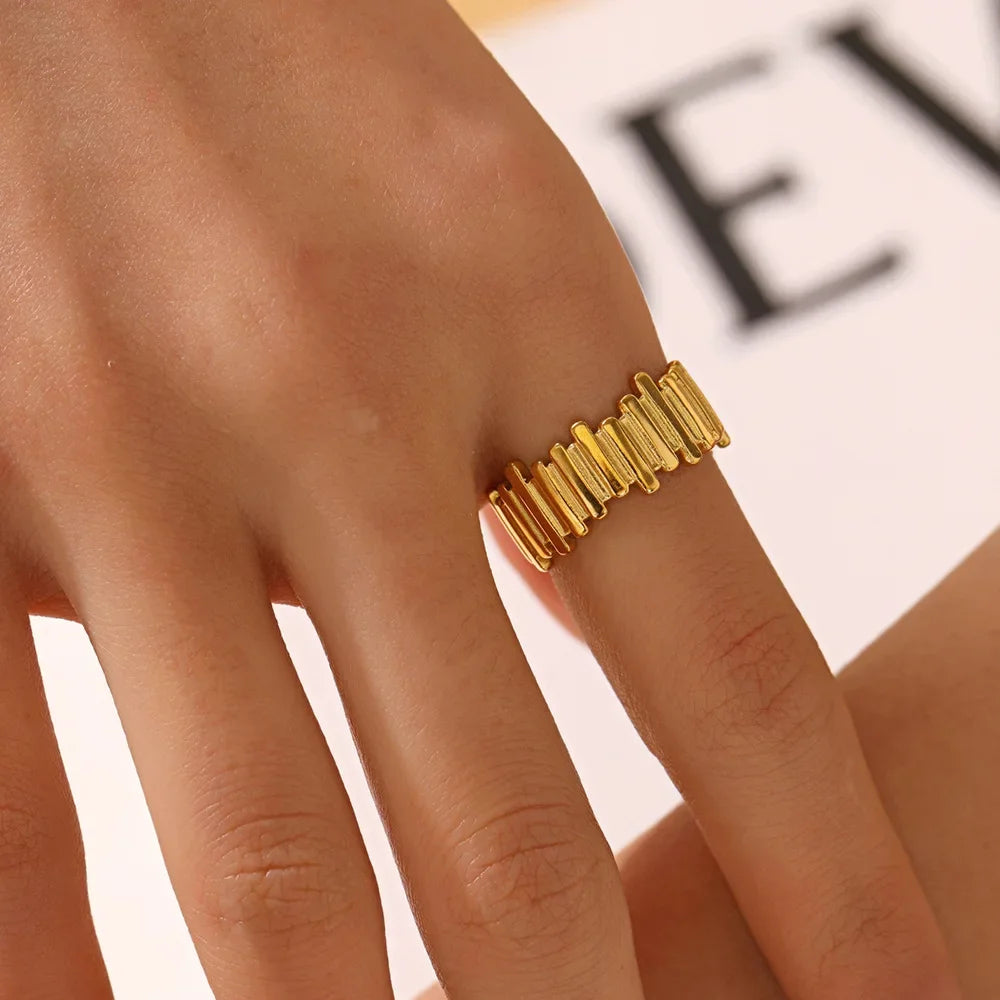New Trendy Stainless Steel Geometric Rings for Women Gold Color Minimalist Adjustable Finger Rings Wedding Party Jewelry Gifts K's Collection Store