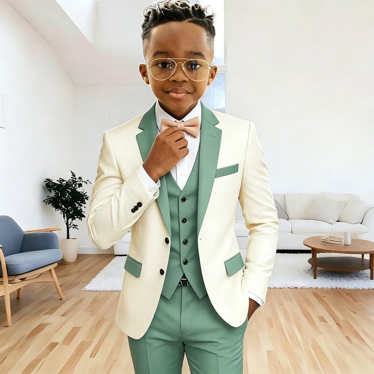 Boys Suits Jacket Vest Pants 3 Piece Set Formal Wedding Tuxedo Fashion Clothes for Kids Notched Lapel Blazer Child Clothes K's Collection Store