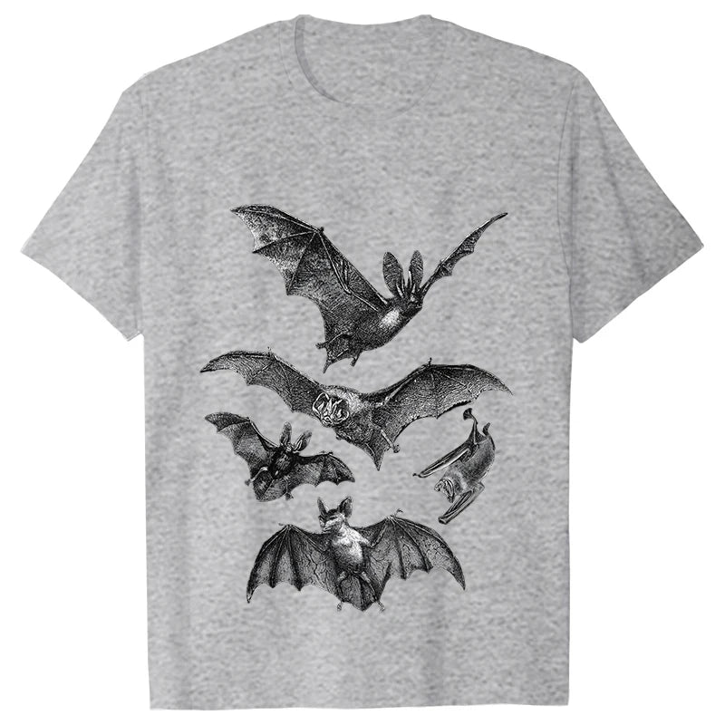 Gothic T Shirts for Men Witchy Clothing Goth Dark Grunge T-shirt Aesthetic Halloween Vampire Bat Vintage Clothes Short Sleeve K's Collection Store
