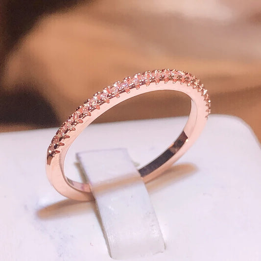 New Fashion Rose Gold Ring For Ladies Super Flash White Zirconia Ring Party Birthday Jewelry Gift K's Collection Store