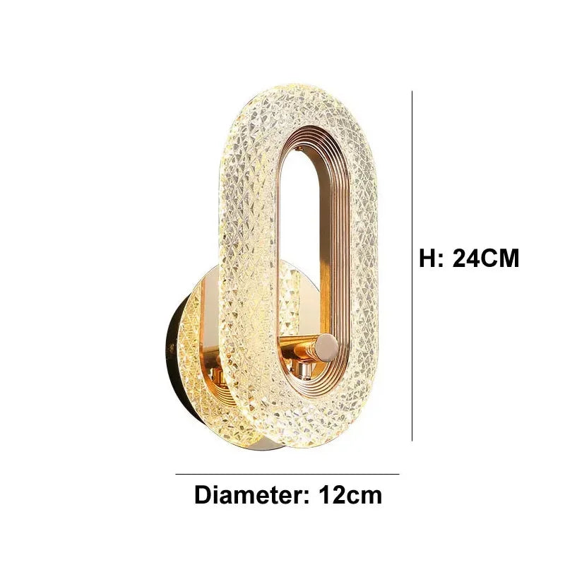 Luxury Bedroom Decoration Wall Lamp Acrylic Lampshade Rose Gold Metal Body Sconce Light LED Home Corridor Warm Atmosphere Lustre K's Collection Store