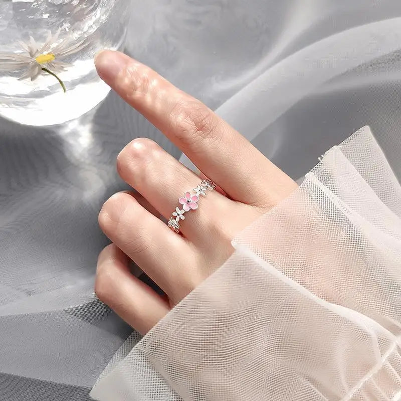 Luxury Zircon Flower Opening Rings for Women Cubic Zirconia Rose Cherry Blossom Tulip Adjustable Finger Ring Wedding Jewelry K's Collection Store