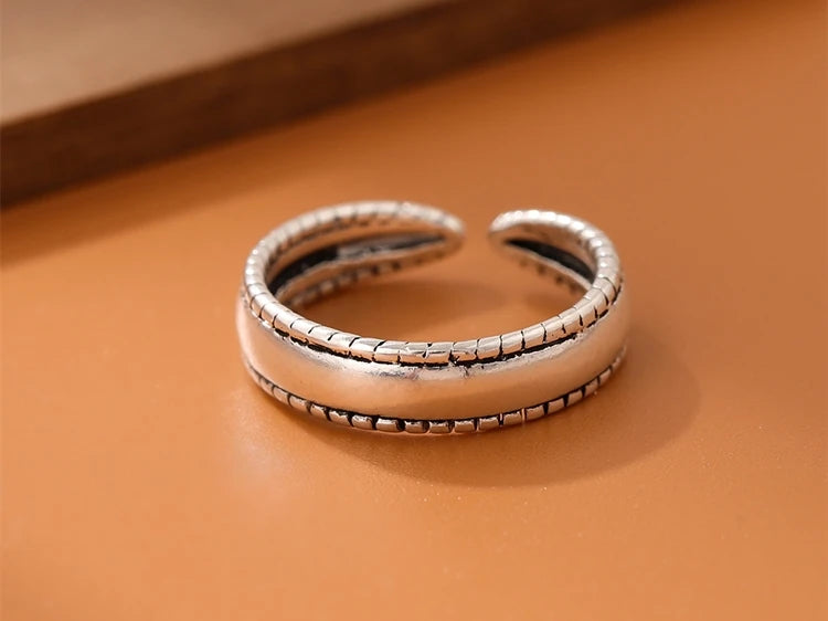 New Fashion Personality Middle Glossy Retro Female 925 Sterling Silver Jewelry Simple On Both Sides Twist Rings R146 K's Collection Store