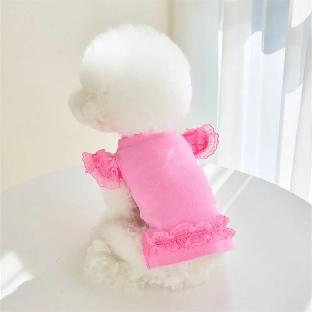 Pet Supplies Lace Pet Summer Vest Soft Flying Sleeve Cat Base Skirt Breathable Dog Clothes Puppy K's Collection Store