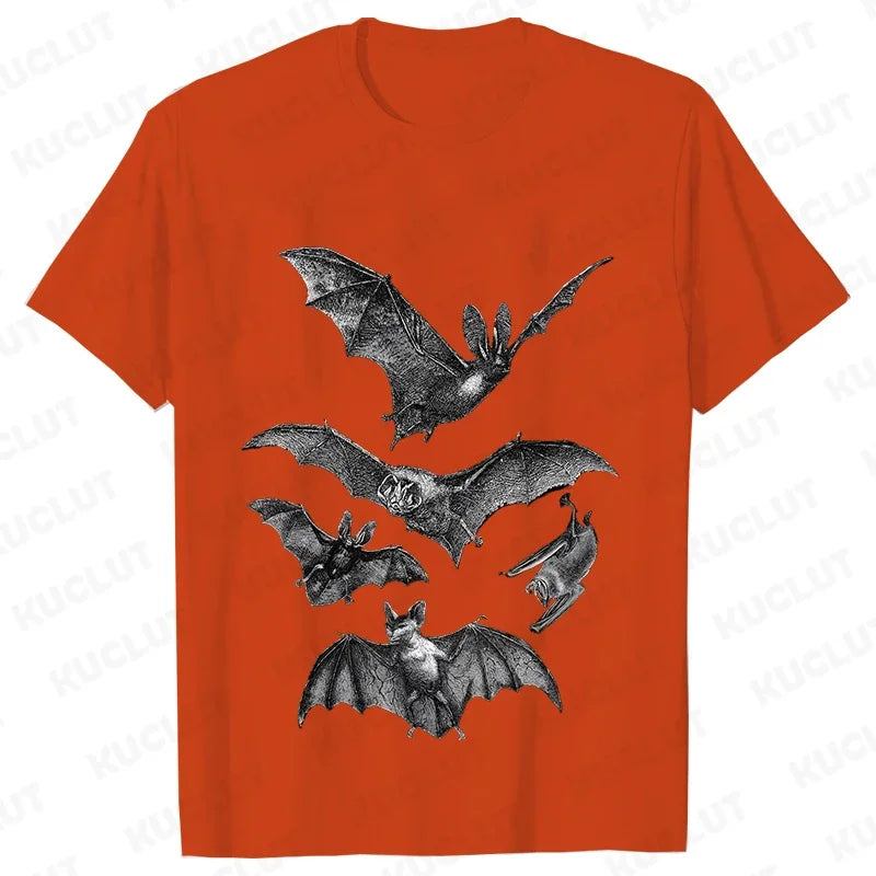 Gothic T Shirts for Men Witchy Clothing Goth Dark Grunge T-shirt Aesthetic Halloween Vampire Bat Vintage Clothes Short Sleeve K's Collection Store