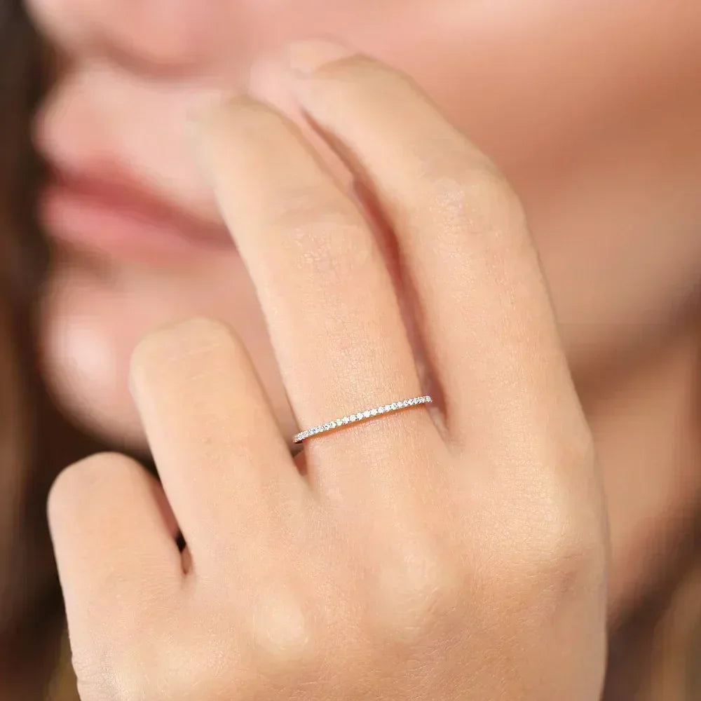 Simple Delicate Trendy Shiny Inlay Zirconia Thin Rings for Women Rose Gold Silver Colour Ring Wedding Accessory Jewelry Gifts K's Collection Store