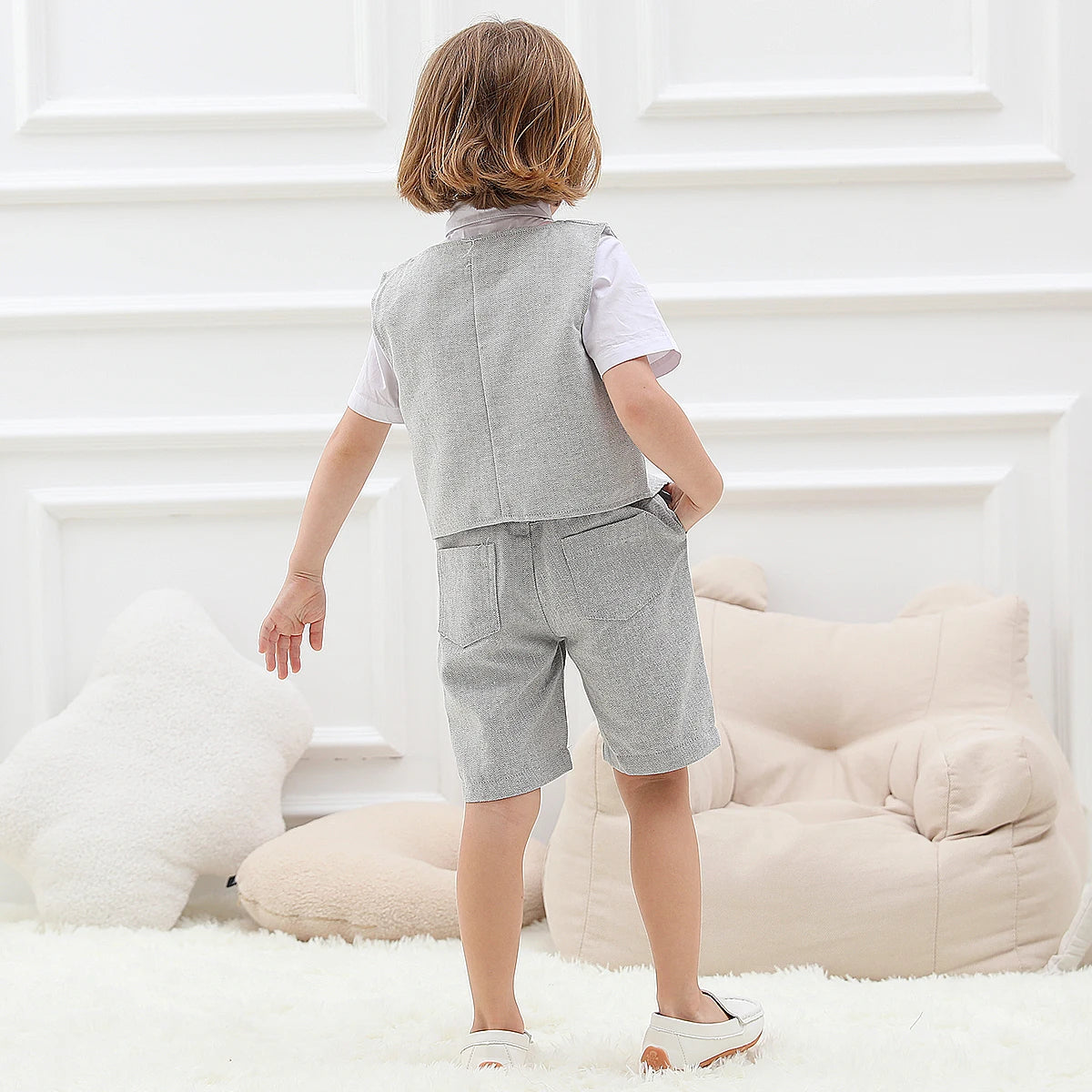 Baby Boy Clothes Toddler Wedding Suit Set Kids Birthday Party Outfit Gemtleman Formal Short Sleeve Cotton Clothing Set 3PCS K's Collection Store