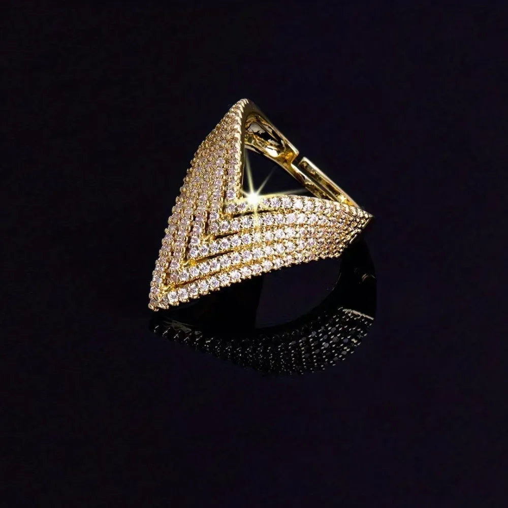 Women's Layered V-Shaped Zircon Ring K's Collection Store